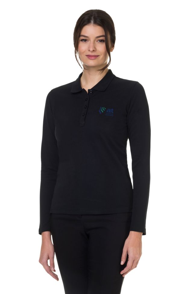    K257-Polo donna manica lunga nero